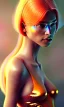 Placeholder: girl, cute, beautiful, head and shoulders portrait by Greg Rutkowski, orange hair, long hair, butterflies in hair, orange dress