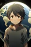 Placeholder: a boy in an earth quike (Anime)