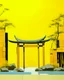 Placeholder: A yellow peak with torii gates in daylight designed in ancient Greek pottery painted by Piet Mondrian