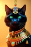 Placeholder: kente scene, Black Egyptian Cat, jewelry, realistic, thread, embroidery, octane render, high detail