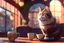 Placeholder: cute fluffy cat in a coffeehouse in sunshine Weight:1 detailed matte painting, deep color, fantastical, intricate detail, splash screen, complementary colors, fantasy concept art, 8k resolution trending on Artstation Unreal Engine 5 Weight:0.9