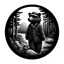 Placeholder: Sticker design on white background, Teddybear walking in a forest, in Gustave Dorè art style, high details, photorealistic, monochrome, black and white