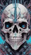 Placeholder: a close up of a person with a skull on their head, blue and black colors, anime skull portrait man, scary detailed art in color, hiroyuki-mitsume takahashi, nychos art aesthetic, half man half skeleton, anime cyberpunk art, colored manga art, rossdraws pastel vibrant, hot colors. insanely detailed, beautiful anime portrait, stunning anime face portrait, scary art in color