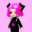 Placeholder: ROBLOX woman character pink hair with horns with white t-shirt and black tie