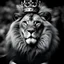 Placeholder: lion with crown. photographic.