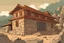 Placeholder: office, Rural stone building, village house, old room, Letters, digital painting, vector, illustration, politics, old geometric patterns, Asia, 1900 AD, history, old,COLORS, cartoon