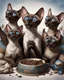 Placeholder: Pleading Oriental shorthair chocolate point Siamese cats with blue eye.The family pets. The drama queen. "Hey! Hey! There's a problem. Over here! Right here! It's my food dish! What do you mean, so what? It's completely empty! I'm starving! I'm skin and bones!"Modifiers:extremely detailed fantasy Arthur Rackham Gothic whimsical Andrea Kowch Daniel Merriam Kevin Sloan alcohol ink Magritte Esao Andrews Kate Leiper Dream pen and ink Graham Bruce Richards Crackling lightning inca