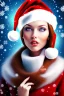 Placeholder: portrait lady big bobs Christmas in the snow and fire