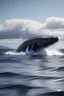 Placeholder: una ballena gigante en saltando en el oceano