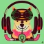 Placeholder: die cut sticker of cute cyber animal with headphones, 2D, flat illustration by bryen frost, cyberpunk, minimal, vector style