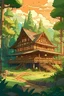 Placeholder: Create a stunning ilustration in Anime style designed for adults, featuring a warm and inviting color palette. The main theme should be a serene wooden house nestled in the forest, with a beautiful garden and majestic mountains in the background. The ilustration should evoke a sense of tranquility and natural beauty, capturing the essence of living harmoniously with nature. Use high-quality images and elegant typography to enhance the visual appeal. The layout should be user-friendly and respons