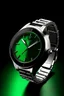 Placeholder: Generate an image of a luxurious wristwatch with a deep emerald green dial. The dial should be well-lit, showcasing its rich color and subtle texture. Include a polished silver or gold bezel to complement the green dial."
