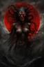 Placeholder: A dramatic digital painting portraying a horror monster under the Red Moon, veins pulsing, claws of temptation visible, soul in turmoil. In the style of Luis Royo and Boris Vallejo, vivid colors, swirling brushstrokes, highly detailed, 8k resolution, surrealistic., juicy emotions, painting, gloomy fantasy, gloomy day, dark world, portrait, oil and graphite, wide strokes, a weaving frame around, by Ryohei Hase, Agnes Cecile, Raymond Swanland, Anne Bachelier