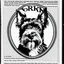 Placeholder: circle containing a black and white image of a terrier
