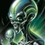 Placeholder: High quality grey Alien Art, frank Herbert, José Arias. Creature Concept Art. Spectrum Society chromatic aberration, retrofuturism, vintage sci-fi illustration, weird space alien print, surrealist french art, eerie, 70s sci-fi art, creepy cutout style , watercolors, pulp fiction art style