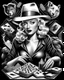 Placeholder: awesome mc escher illustration black and white style beautiful woman marilyn monroe playing poker smoking hip hop gangster hat chasing dragon, (illustration: 1.3), masterpiece, awesome illustration