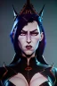 Placeholder: Jennifer Cooldge as evil queen in black leather, leather, busty, cleavage, angry, stern look. character design by cory loftis, fenghua zhong, ryohei hase, ismail inceoglu and ruan jia. unreal engine 5, artistic lighting, highly detailed, photorealistic, fantasy