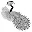 Placeholder: white, A peacock in flight, emphasizing its wingspan.., vector, white background, outline, with images neatly contained within the background, just black and white color, full body, no color.