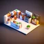 Placeholder: Tiny cute isometric kitchen in a cutaway box, cyberpunk, soft smooth lighting, soft colors, 100mm lens, 3d blender render