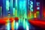 Placeholder: Cyberpunk street, impressionism painting