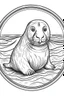 Placeholder: a seal, perfectly adapted to the harsh Antarctic climate, clean line art, monochrome, for kids coloring book, white background