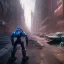 Placeholder: fallout 4 character in action, yohan diniz(fast walker) as robot in the streets of cyberpunk city , cracks in ground, hospital, unreal, oil painting, chalk, clay, vox model