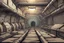 Placeholder: background, looking into huge underground bunker interior tunnel from side for asset video game 2D view, platformer