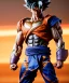 Placeholder: Goku, metal golden armor, defined muscles, shirtless