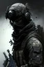 Placeholder: A soldier in the game modern warfare, he wears a solid black creepy helmet that covers his face. He is a sniper, but can also run point. His call sign is Wraith. Couple