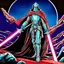 Placeholder: retro fantasy art of a heroic space knight with laser sword