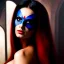 Placeholder: portrait of beautiful busty Raven Darkhölme (Mystique) painting by Brom , oil on canvas, cinematic composition, extreme detail,fit full head inside picture,8k