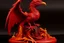 Placeholder: An orangish red volcano with a fiery phoenix designed in Maori sculptures