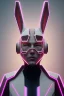 Placeholder: MCU Portrait, Front image, cyberpunk Asian rabbit mask, black pink color, latex dress, highly detailed, concept art, smooth, unreal engine 5, god rays, ray tracing, RTX, lumen lighting, ultra detail, volumetric lighting, 3d, finely drawn, high definition, high resolution.