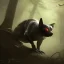 Placeholder: franz frazetta style, vampire bat lurking in the forest clearing, night