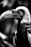 Placeholder: full hornbill fly black and white