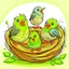 Placeholder: little birds in nest cartoon