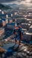 Placeholder: drone shot, close up portrait of superman over Nidelven in Trondheim, shot on Hasselblad h6d-400c, zeiss prime lens, bokeh like f/0.8, tilt-shift lens 8k, high detail, smooth render, down-light, unreal engine, prize winning