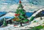 Placeholder: Christmas tree on a snow covered mountainside in the style of Frank Auerbach