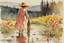 Placeholder: Sunny day, flowers, trees, spring, mountains, puddle, fantasy, sci-fi, epic, winslow homer watercolor paintings