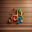 Placeholder: Colorful Musical Notes On A Wooden Floor & Wooden Wall.