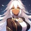 Placeholder: girl, masterpiece, best quality, volumetric lighting, dynamic pose, detailed outfit, perfect eyes, white hair, golden eyes, messy hair, long hair, dark elf,