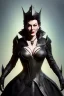 Placeholder: Ava Gardner as evil queen in black leather, busty, cleavage, curvy, angry, stern look. character design by cory loftis, fenghua zhong, ryohei hase, ismail inceoglu and ruan jia. unreal engine 5, artistic lighting, highly detailed, photorealistic, fantasy