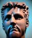 Placeholder: Gran angular, Realistic image, roman sculpture, marble material, Lionel Messi with Laurel wreath model, miguel angel style, emperador, God light, god rays, 4k resolution, perfect details, ornate details, soft lighting, unreal engine 5, soft cyan background.