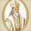 Placeholder: game avatar, man, portrait, pope priest, religion, white robe, gold, medieval