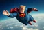 Placeholder: a thoroughly confused, frail, elderly and obese donald trump flying through the air dressed as superman