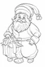 Placeholder: coloring page for kids, Santa GIFT CHILD, cartoon style, thick outline, low details, no shading, no color