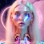 Placeholder: Entire white woman with legs, long blond hair, blue eyes, pink and blue dress in a galactic ambiance, delicate colors in the foreground, full of details, smooth, light effect，vaporwave colorful, smooth, extremely sharp detail, finely tuned detail, ultra high definition, 8 k, unreal engine 5, ultra sharp focus