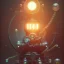 Placeholder: big light bulb, cute dancing lady pirates, blurred background with machine with gears and ropes, book cover, fantasy art, sketch, movie poster, mirrors