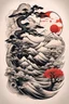 Placeholder: Create a captivating modern 2d Japanese tattoo design for print , using the elegant influences of japan art style, for print, dynamic elements from fashion and design, and bold Japanese art aesthetics, framing centered in the center, distanced from the edges of the paper perimeter, perfect anatomy, bauhaus, Divine Proportion,