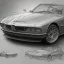 Placeholder: technical concept study, pencil sketch, sigle digital, inspired from Vintage bmw car